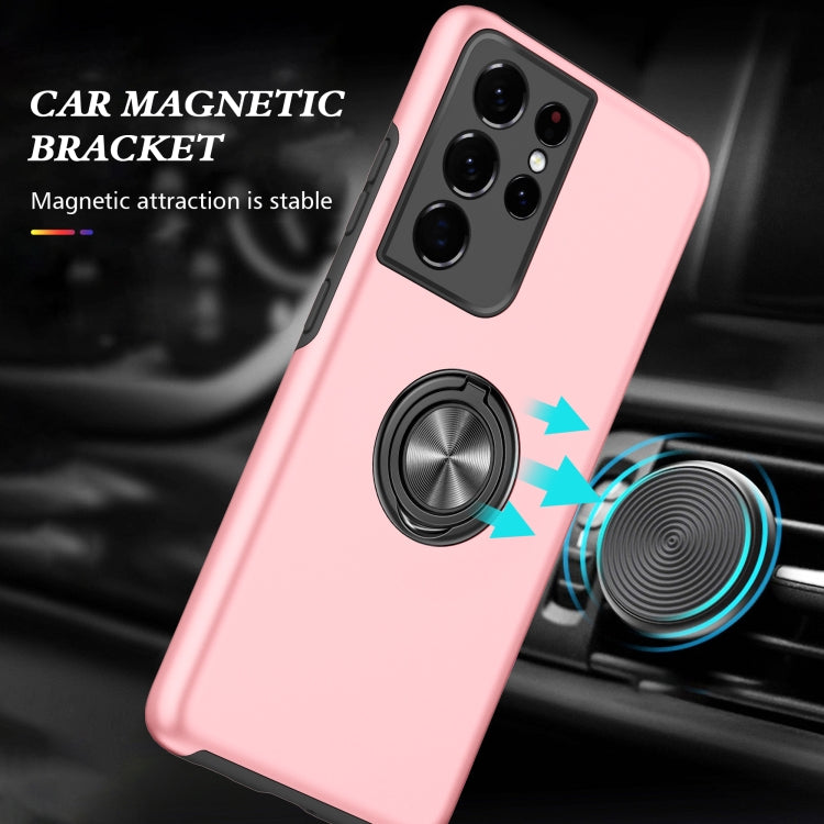 For Samsung Galaxy S21 Ultra 5G PC + TPU Shockproof Magnetic Protective Case with Invisible Ring Holder