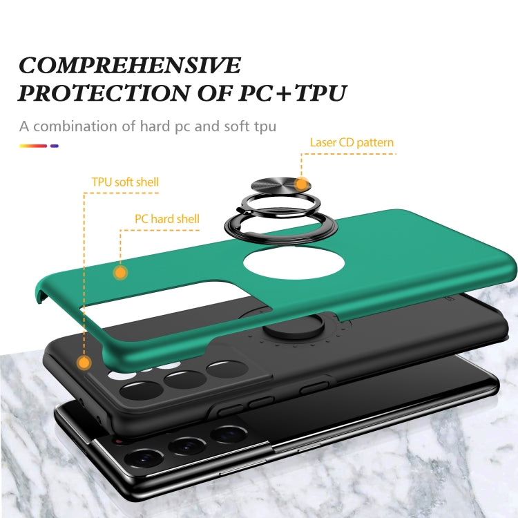 For Samsung Galaxy S21 Ultra 5G PC + TPU Shockproof Magnetic Protective Case with Invisible Ring Holder