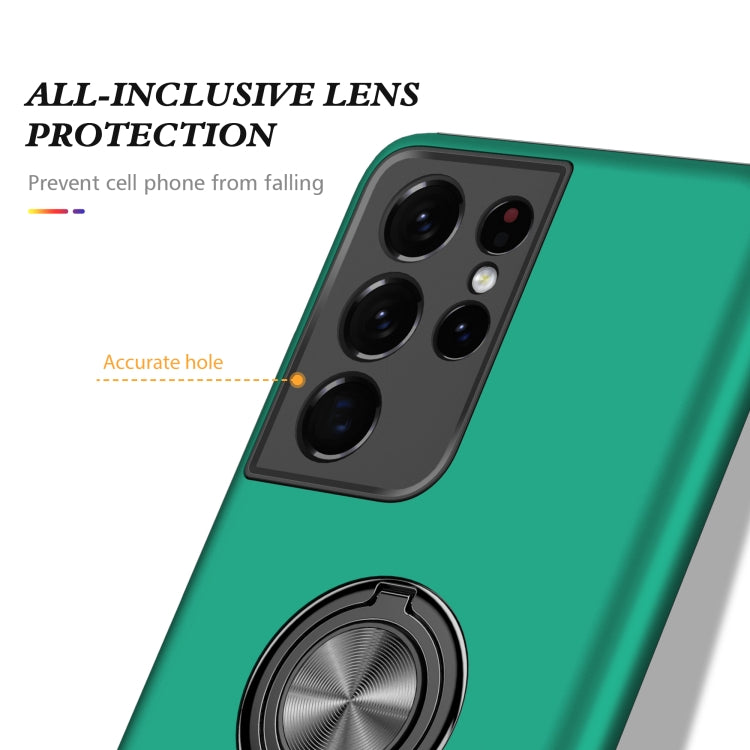 For Samsung Galaxy S21 Ultra 5G PC + TPU Shockproof Magnetic Protective Case with Invisible Ring Holder