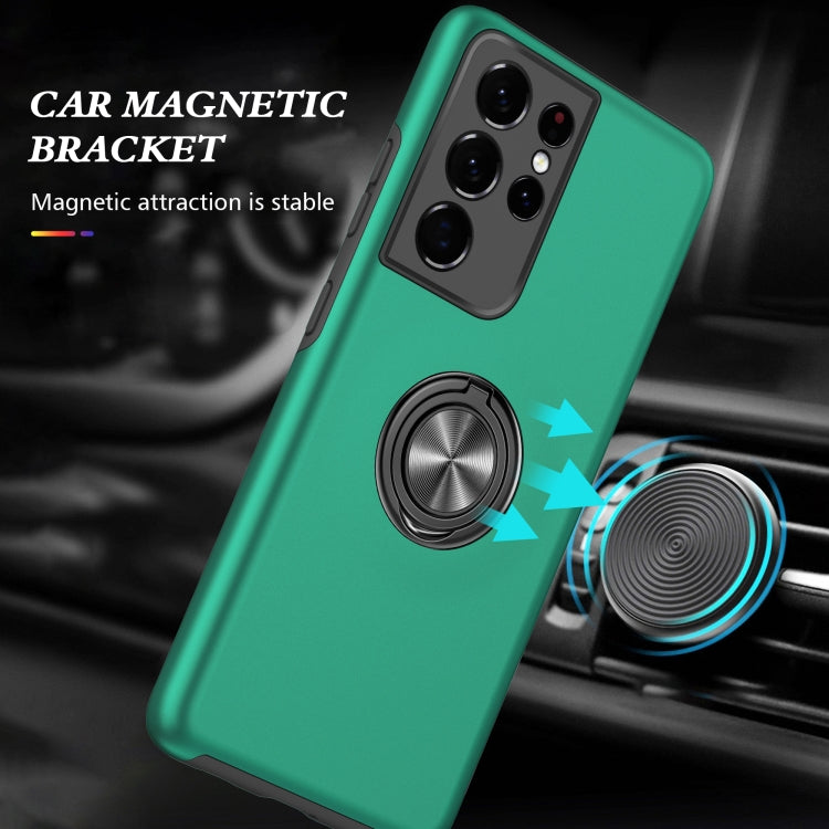 For Samsung Galaxy S21 Ultra 5G PC + TPU Shockproof Magnetic Protective Case with Invisible Ring Holder
