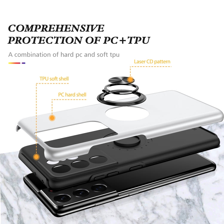 For Samsung Galaxy S21 Ultra 5G PC + TPU Shockproof Magnetic Protective Case with Invisible Ring Holder