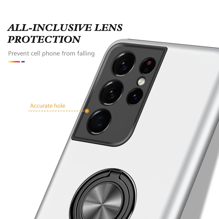 For Samsung Galaxy S21 Ultra 5G PC + TPU Shockproof Magnetic Protective Case with Invisible Ring Holder