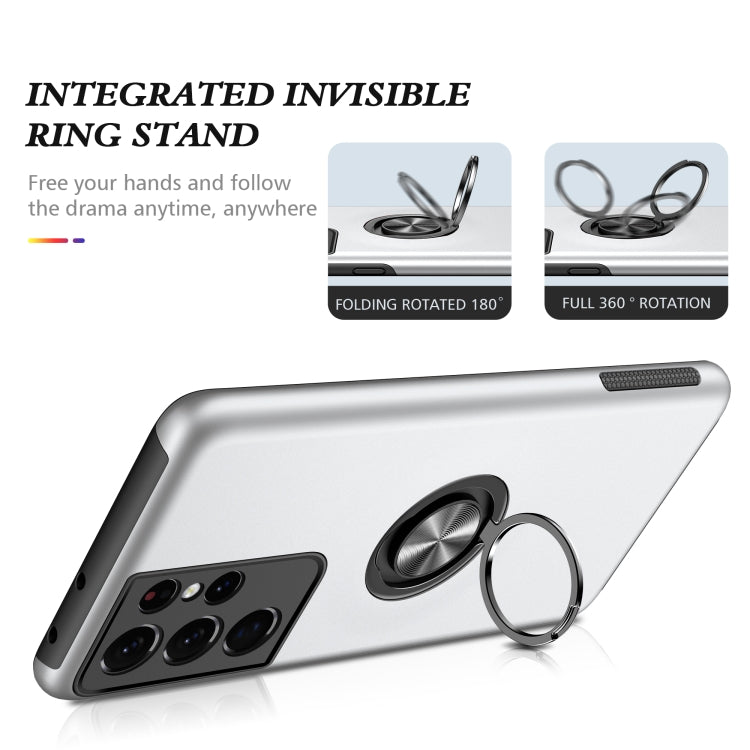 For Samsung Galaxy S21 Ultra 5G PC + TPU Shockproof Magnetic Protective Case with Invisible Ring Holder