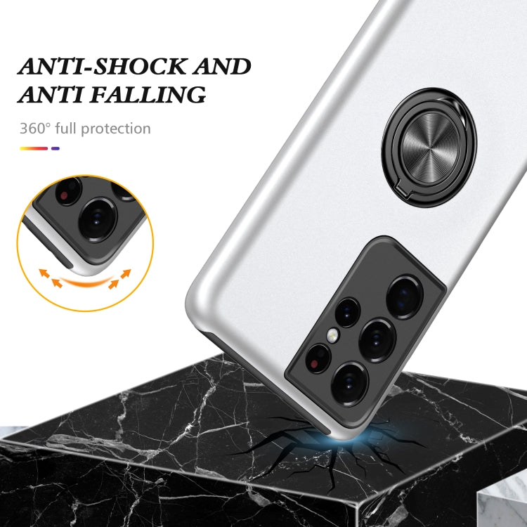 For Samsung Galaxy S21 Ultra 5G PC + TPU Shockproof Magnetic Protective Case with Invisible Ring Holder