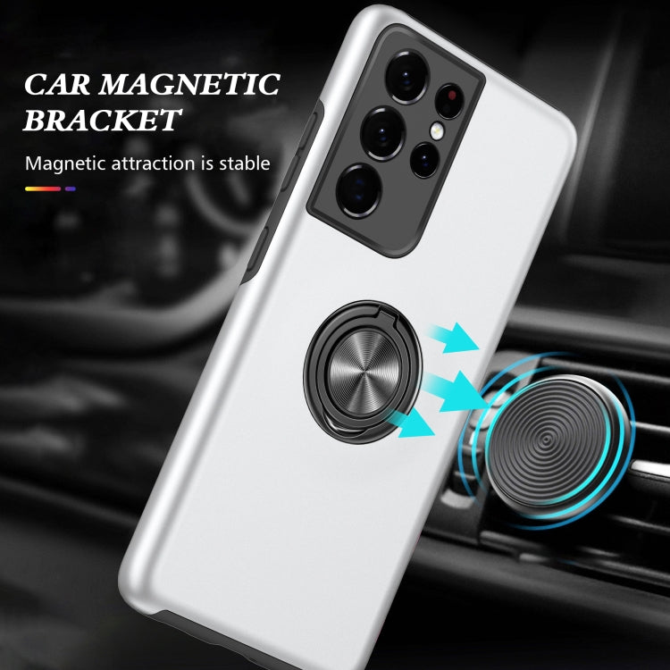 For Samsung Galaxy S21 Ultra 5G PC + TPU Shockproof Magnetic Protective Case with Invisible Ring Holder