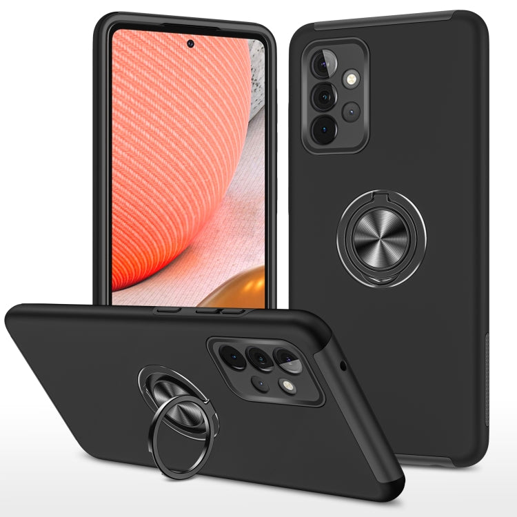 For Samsung Galaxy A72 PC + TPU Shockproof Magnetic Protective Case with Invisible Ring Holder