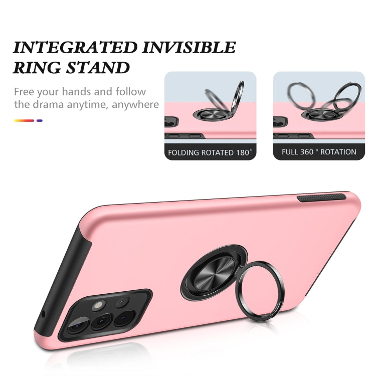For Samsung Galaxy A72 PC + TPU Shockproof Magnetic Protective Case with Invisible Ring Holder