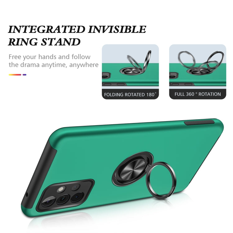 For Samsung Galaxy A72 PC + TPU Shockproof Magnetic Protective Case with Invisible Ring Holder