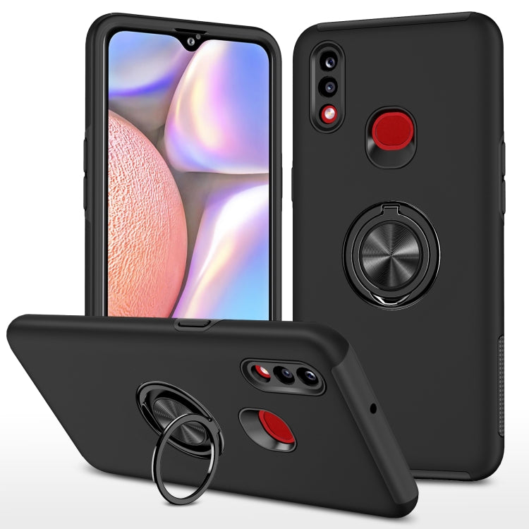 For Samsung Galaxy A10s PC + TPU Shockproof Magnetic Protective Case with Invisible Ring Holder