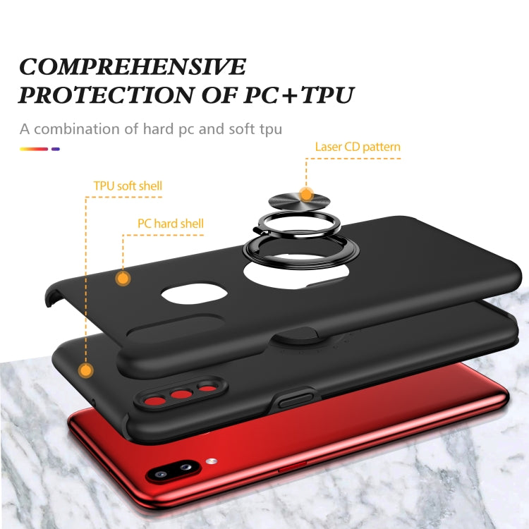 For Samsung Galaxy A10s PC + TPU Shockproof Magnetic Protective Case with Invisible Ring Holder