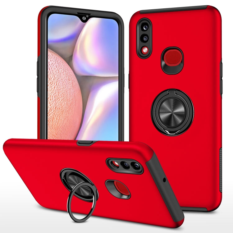 For Samsung Galaxy A10s PC + TPU Shockproof Magnetic Protective Case with Invisible Ring Holder