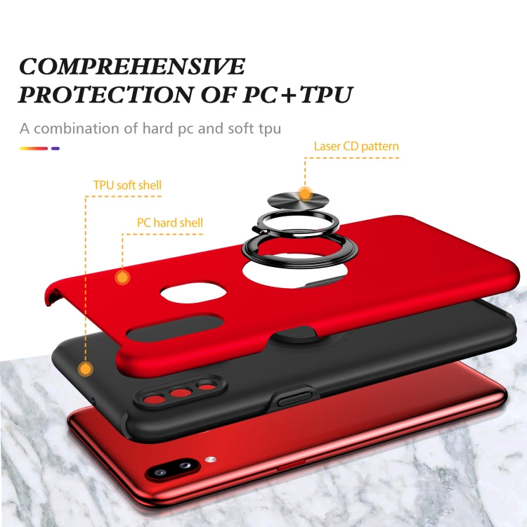 For Samsung Galaxy A10s PC + TPU Shockproof Magnetic Protective Case with Invisible Ring Holder