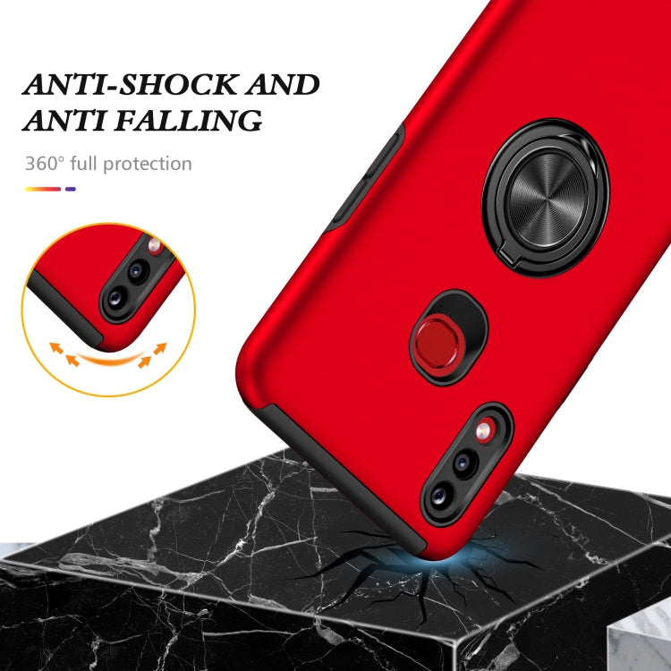 For Samsung Galaxy A10s PC + TPU Shockproof Magnetic Protective Case with Invisible Ring Holder