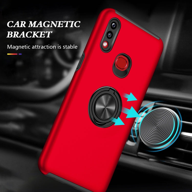 For Samsung Galaxy A10s PC + TPU Shockproof Magnetic Protective Case with Invisible Ring Holder