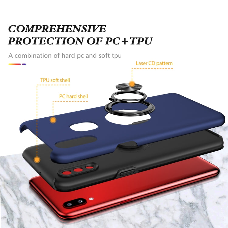 For Samsung Galaxy A10s PC + TPU Shockproof Magnetic Protective Case with Invisible Ring Holder