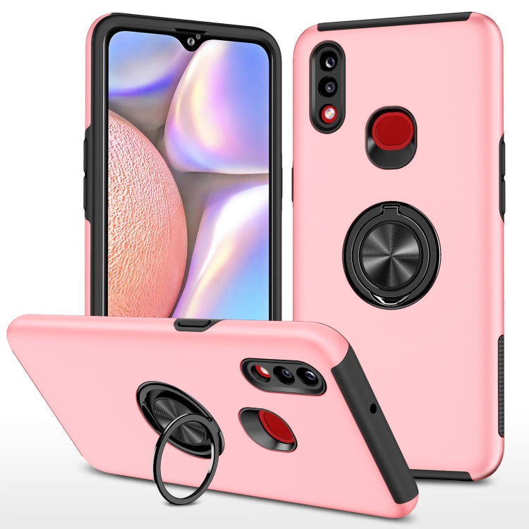 For Samsung Galaxy A10s PC + TPU Shockproof Magnetic Protective Case with Invisible Ring Holder