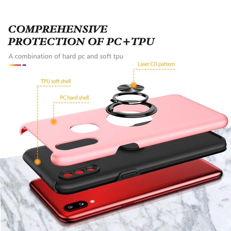 For Samsung Galaxy A10s PC + TPU Shockproof Magnetic Protective Case with Invisible Ring Holder