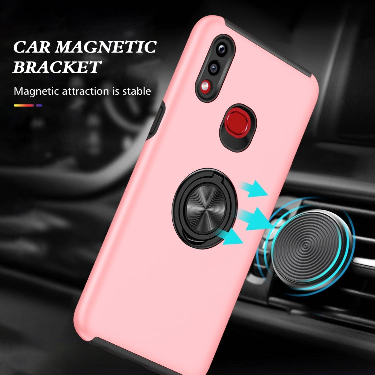 For Samsung Galaxy A10s PC + TPU Shockproof Magnetic Protective Case with Invisible Ring Holder