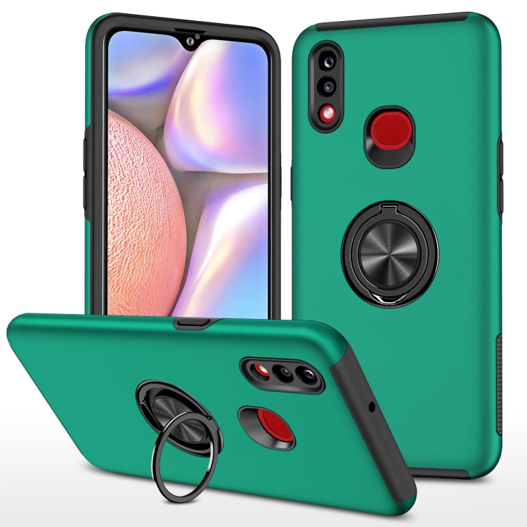 For Samsung Galaxy A10s PC + TPU Shockproof Magnetic Protective Case with Invisible Ring Holder