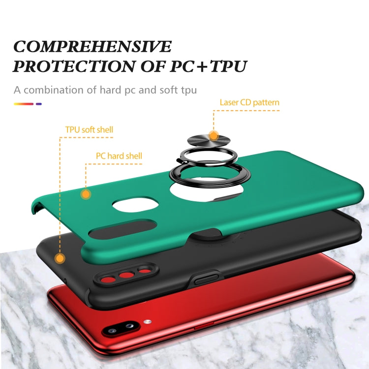 For Samsung Galaxy A10s PC + TPU Shockproof Magnetic Protective Case with Invisible Ring Holder