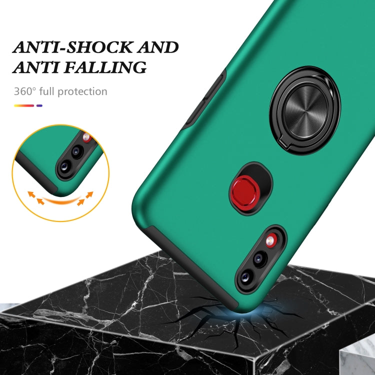 For Samsung Galaxy A10s PC + TPU Shockproof Magnetic Protective Case with Invisible Ring Holder