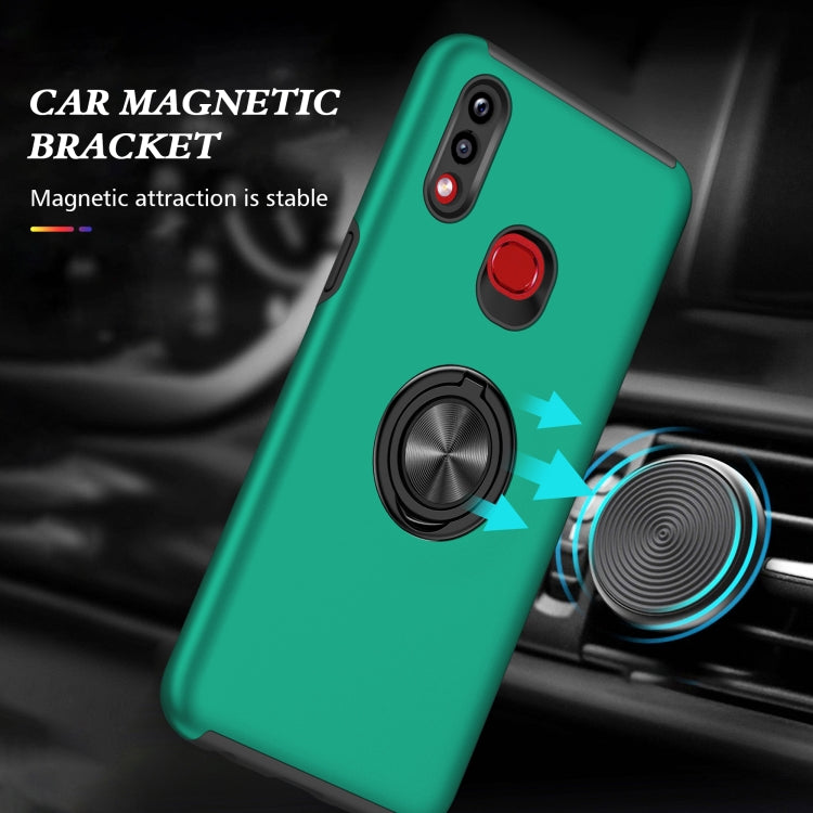 For Samsung Galaxy A10s PC + TPU Shockproof Magnetic Protective Case with Invisible Ring Holder
