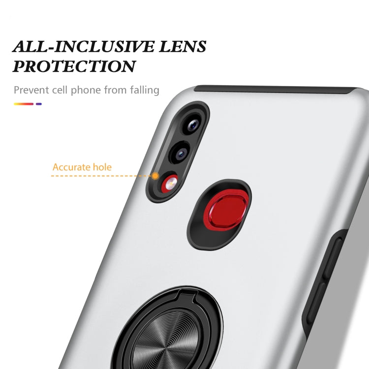 For Samsung Galaxy A10s PC + TPU Shockproof Magnetic Protective Case with Invisible Ring Holder