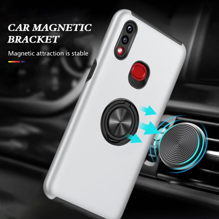 For Samsung Galaxy A10s PC + TPU Shockproof Magnetic Protective Case with Invisible Ring Holder