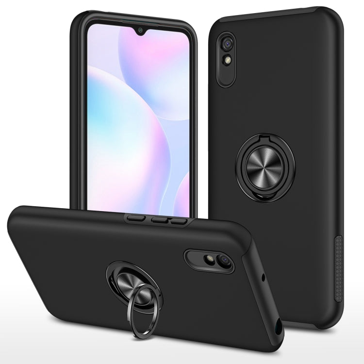 For Xiaomi Redmi 9A PC + TPU Shockproof Magnetic Protective Case with Invisible Ring Holder