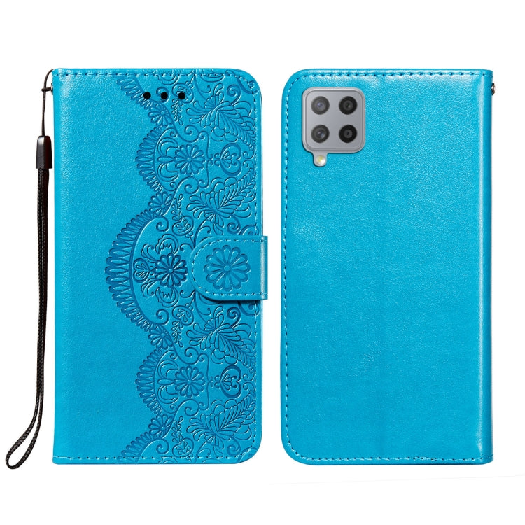 For Samsung Galaxy F62 / M62 Flower Vine Embossing Pattern Horizontal Flip Leather Case with Card Slot & Holder & Wallet & Lanyard