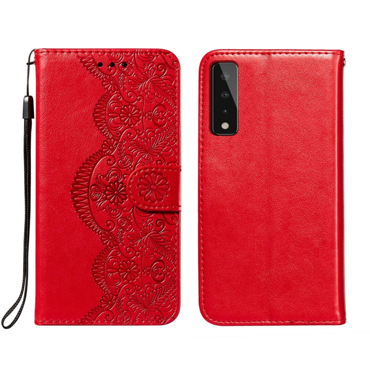 For LG Stylo 7 5G Flower Vine Embossing Pattern Horizontal Flip Leather Case with Card Slot & Holder & Wallet & Lanyard