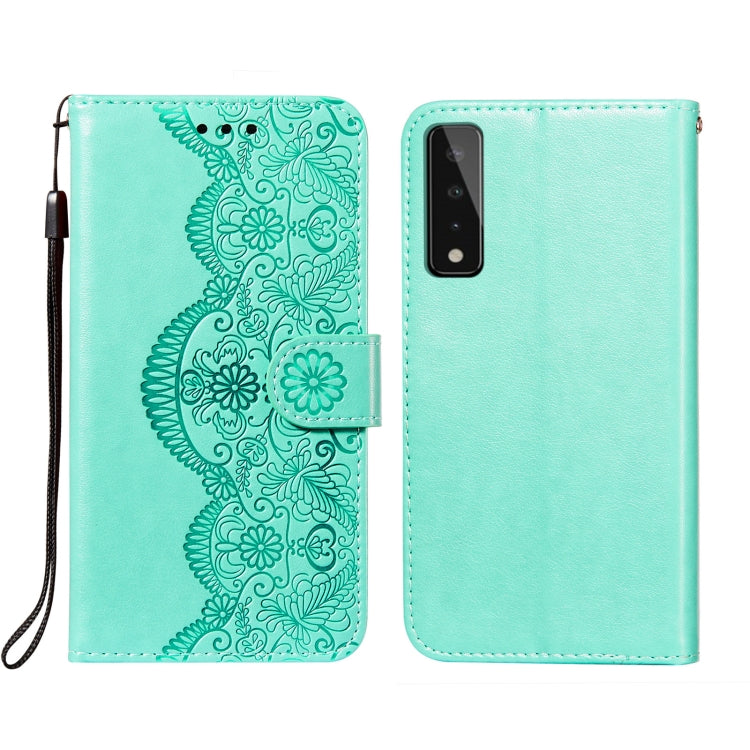 For LG Stylo 7 5G Flower Vine Embossing Pattern Horizontal Flip Leather Case with Card Slot & Holder & Wallet & Lanyard