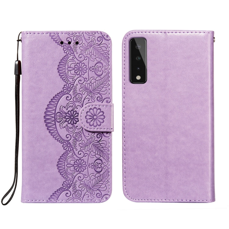 For LG Stylo 7 5G Flower Vine Embossing Pattern Horizontal Flip Leather Case with Card Slot & Holder & Wallet & Lanyard
