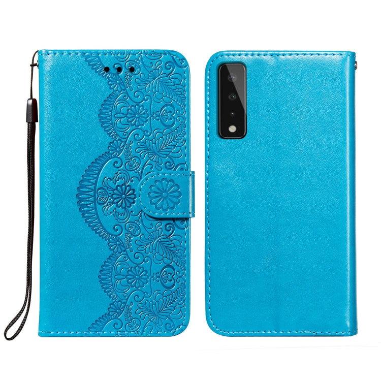 For LG Stylo 7 5G Flower Vine Embossing Pattern Horizontal Flip Leather Case with Card Slot & Holder & Wallet & Lanyard