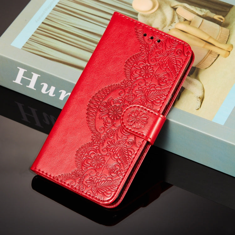 For Nokia 8.3 5G Flower Vine Embossing Pattern Horizontal Flip Leather Case with Card Slot & Holder & Wallet & Lanyard