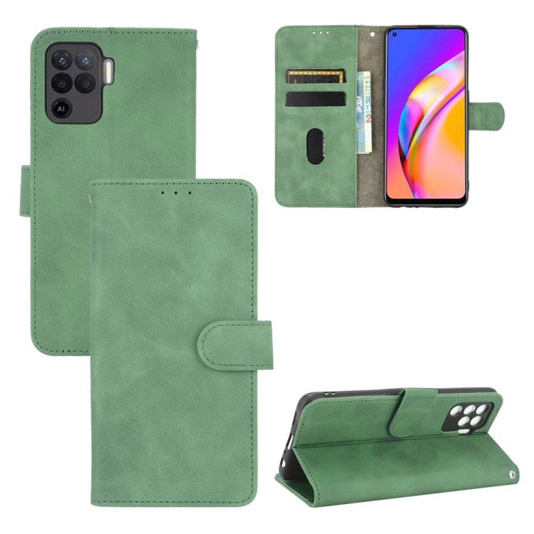 For Oppo Reno5 F Solid Color Skin Feel Magnetic Buckle Horizontal Flip Calf Texture PU Leather Case with Holder & Card Slots & Wallet