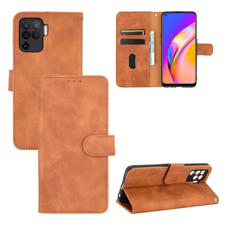 For Oppo Reno5 F Solid Color Skin Feel Magnetic Buckle Horizontal Flip Calf Texture PU Leather Case with Holder & Card Slots & Wallet