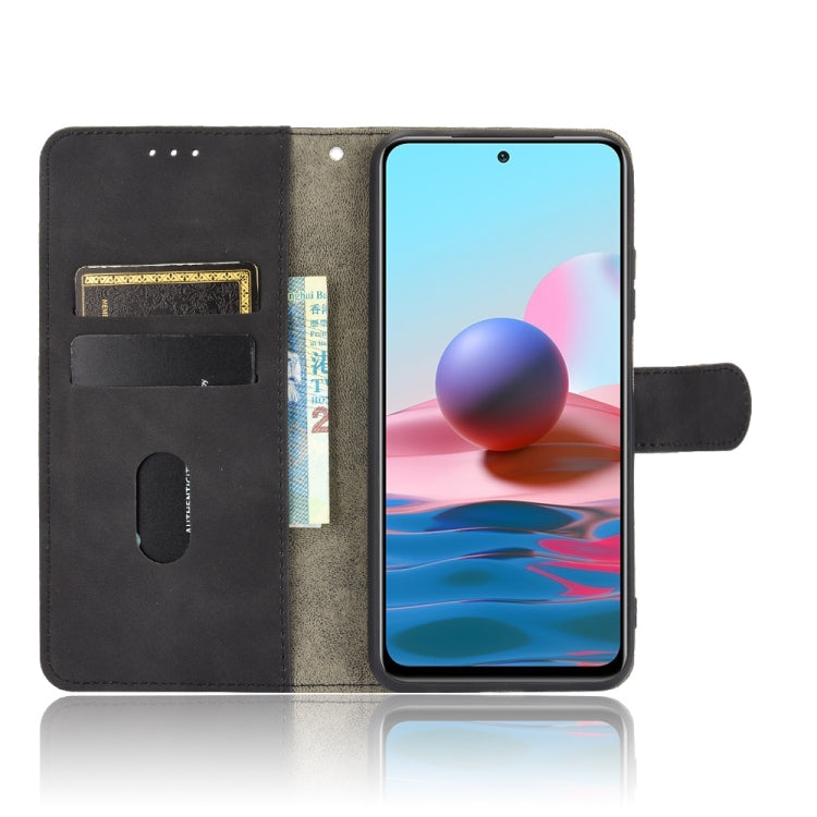 For Xiaomi Redmi Note 10 Solid Color Skin Feel Magnetic Buckle Horizontal Flip Calf Texture PU Leather Case with Holder & Card Slots & Wallet
