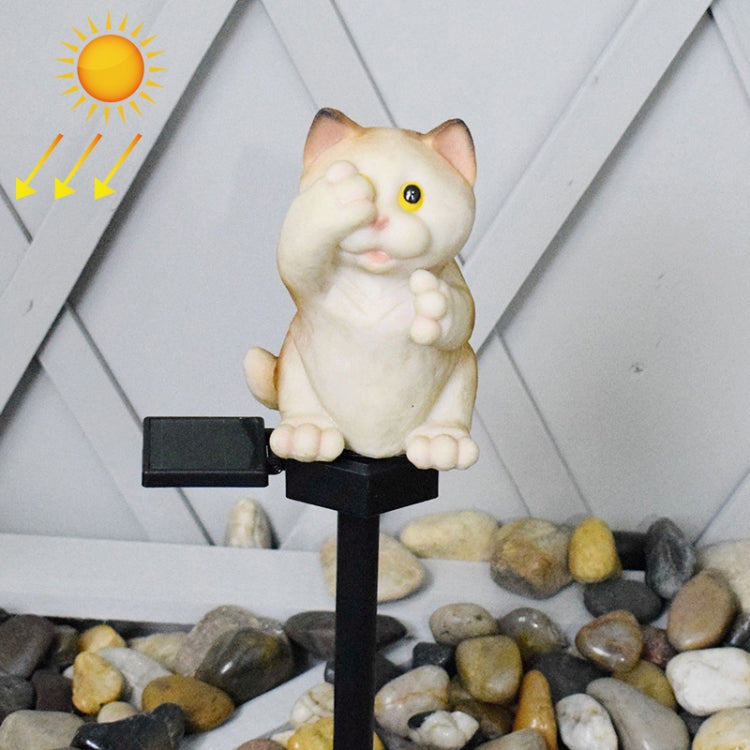 Solar Powered Resin Cat Shape Landscape Light Outdoor LED Garden Lawn Light