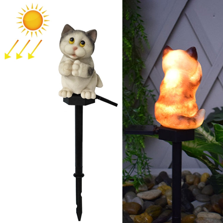 Solar Powered Resin Cat Shape Landscape Light Outdoor LED Garden Lawn Light