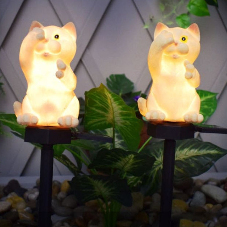 Solar Powered Resin Cat Shape Landscape Light Outdoor LED Garden Lawn Light