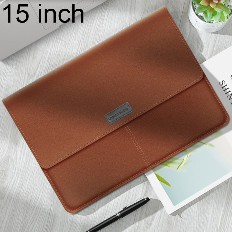 Litchi Pattern PU Leather Waterproof Ultra-thin Protection Liner Bag Briefcase Laptop Carrying Bag for 15 inch Laptops