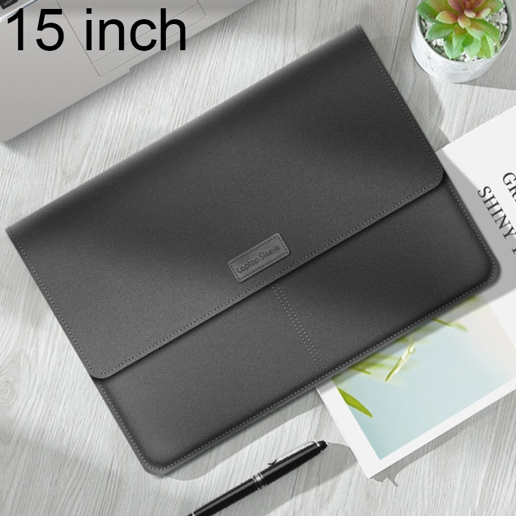 Litchi Pattern PU Leather Waterproof Ultra-thin Protection Liner Bag Briefcase Laptop Carrying Bag for 15 inch Laptops