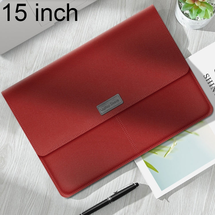 Litchi Pattern PU Leather Waterproof Ultra-thin Protection Liner Bag Briefcase Laptop Carrying Bag for 15 inch Laptops