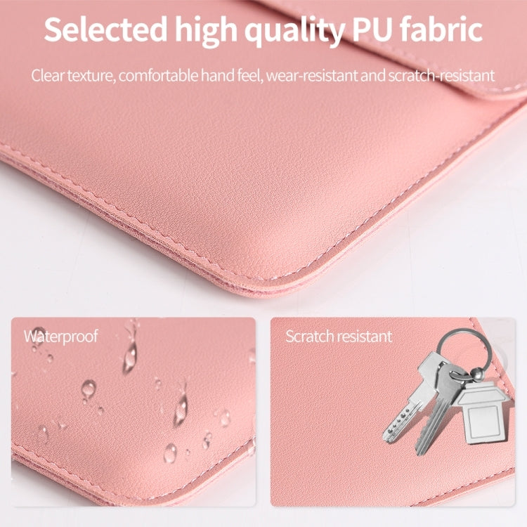 Litchi Pattern PU Leather Waterproof Ultra-thin Protection Liner Bag Briefcase Laptop Carrying Bag for 15 inch Laptops