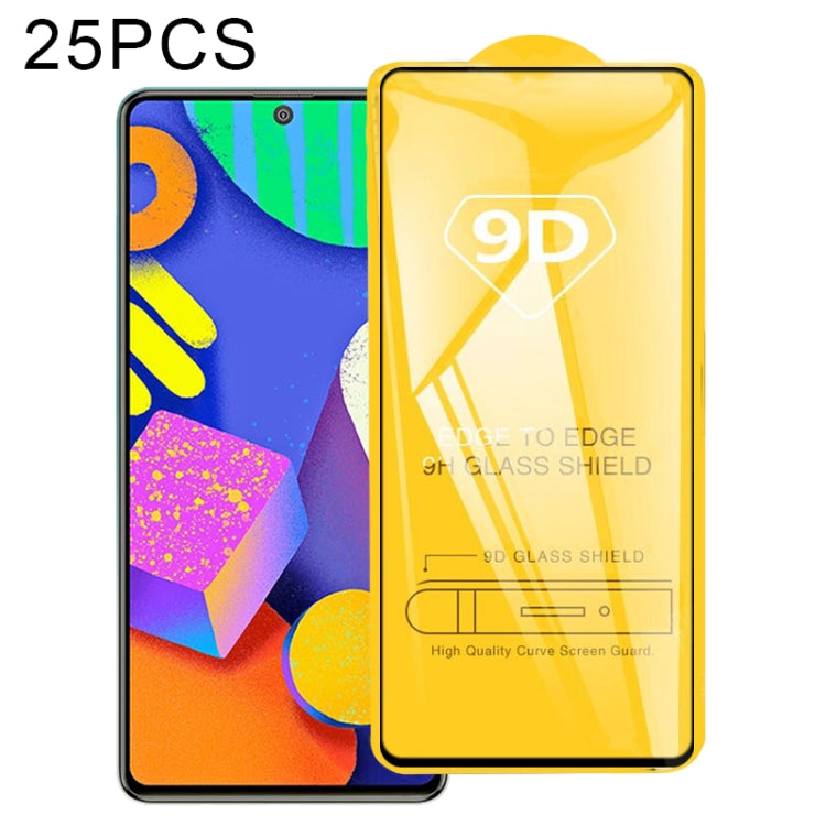 For Samsung Galaxy F62 25 PCS 9D Full Glue Full Screen Tempered Glass Film