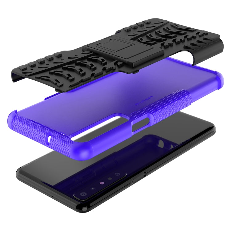 For LG Stylo 7 4G Tire Texture Shockproof TPU+PC Protective Case with Holder