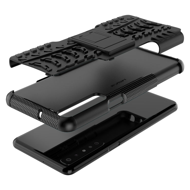 For LG Stylo 7 4G Tire Texture Shockproof TPU+PC Protective Case with Holder