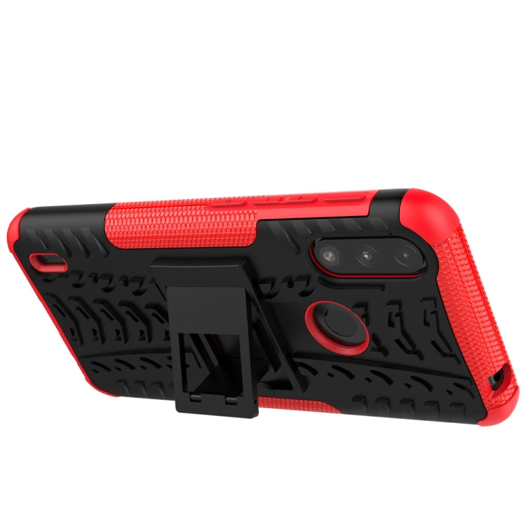 For Motorola Moto E7 Power Tire Texture Shockproof TPU+PC Protective Case with Holder