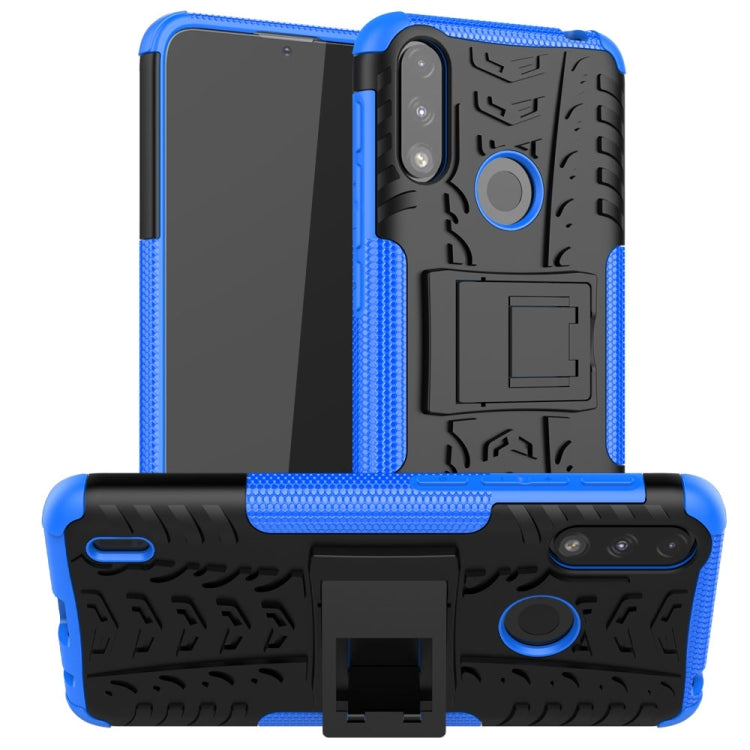 For Motorola Moto E7 Power Tire Texture Shockproof TPU+PC Protective Case with Holder